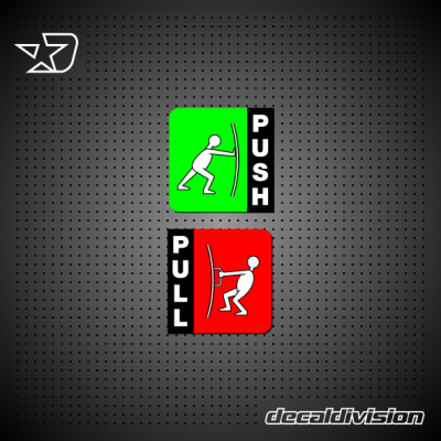 Push Pull Door Man Sticker Set 